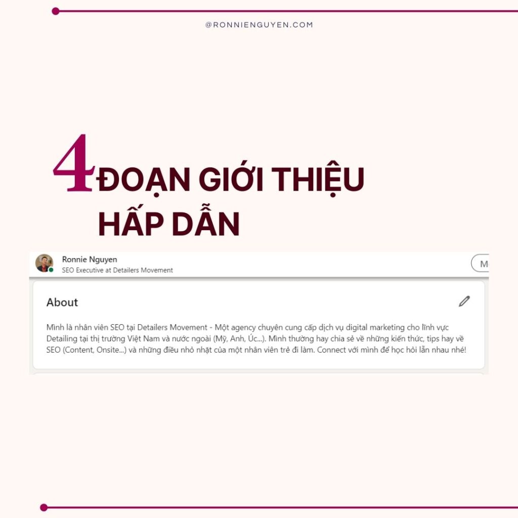 5. TIPS xây dựng hồ sơ LinkedIn cho người mới bắt đầu - Ronnie nguyen - seo executive